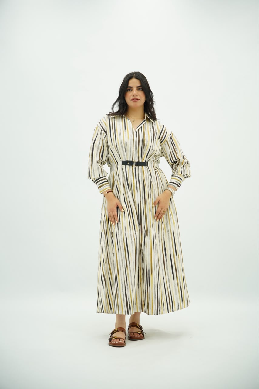Robe Chemise Longue à Rayures Arty