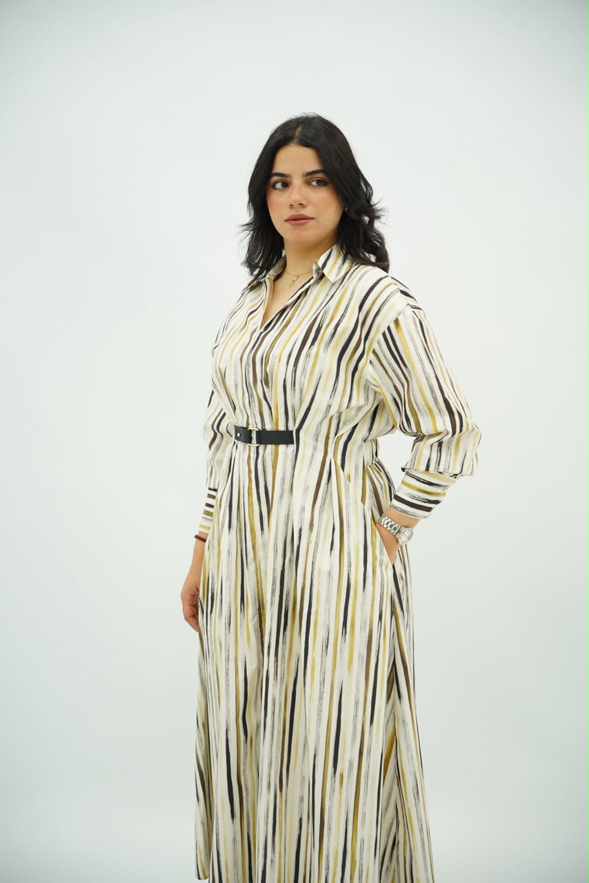 Robe Chemise Longue à Rayures Arty