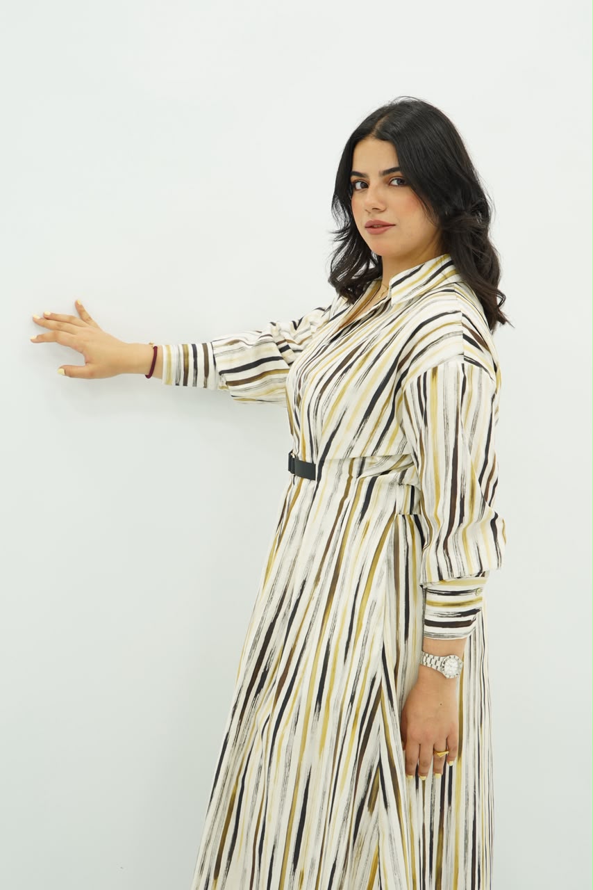 Robe Chemise Longue à Rayures Arty