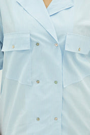 Chemise Croisée à Rayures et Poches Cargo