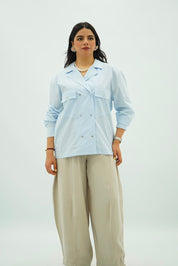 Chemise Croisée à Rayures et Poches Cargo