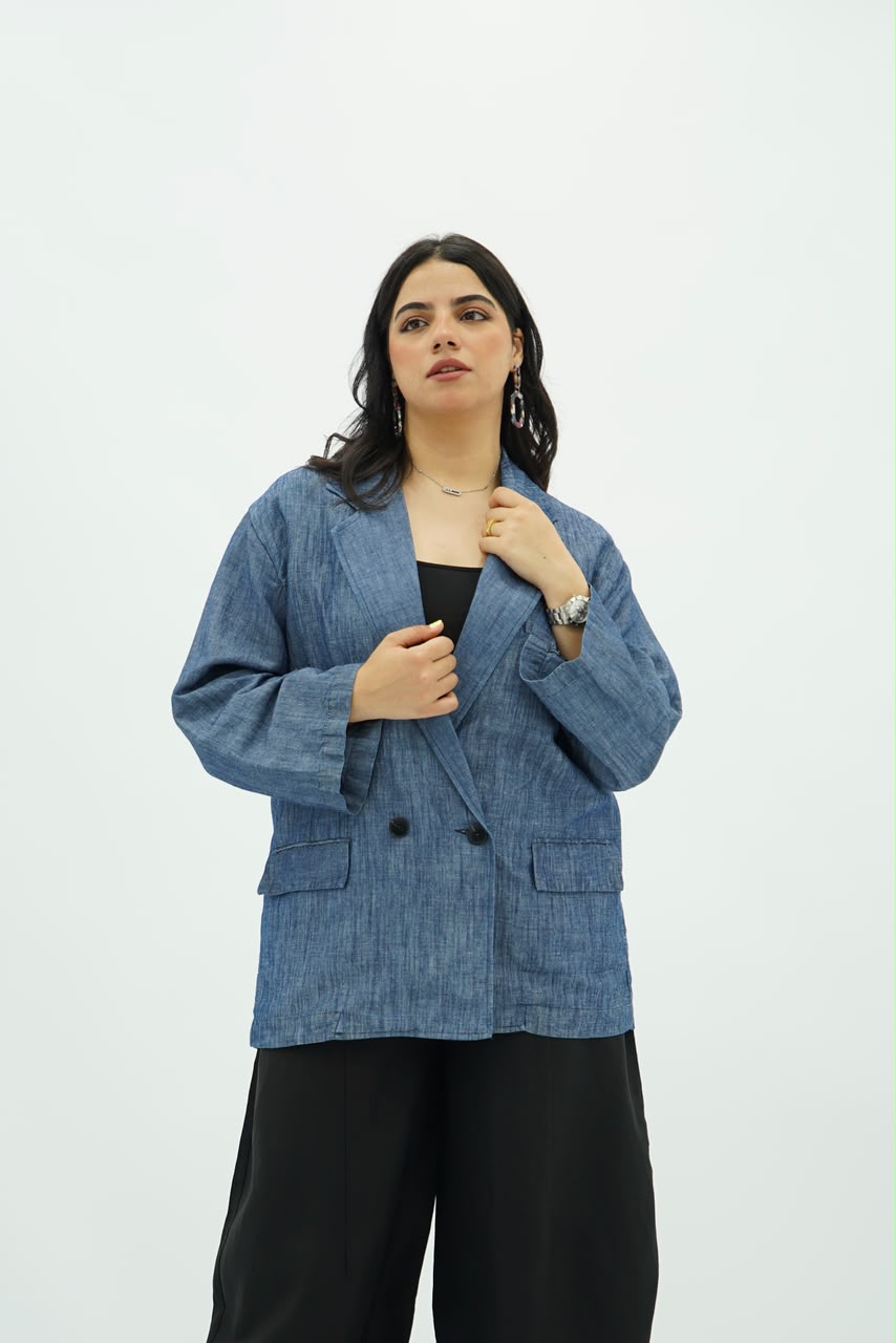 Blazer Décontracté en Denim Léger