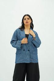 Blazer Décontracté en Denim Léger