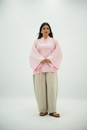 Chemise Kimono à Fermeture Nouée – Rose Bébé