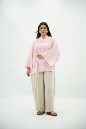 Chemise Kimono à Fermeture Nouée – Rose Bébé