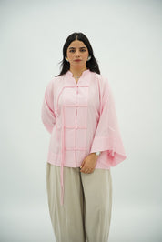 Chemise Kimono à Fermeture Nouée – Rose Bébé