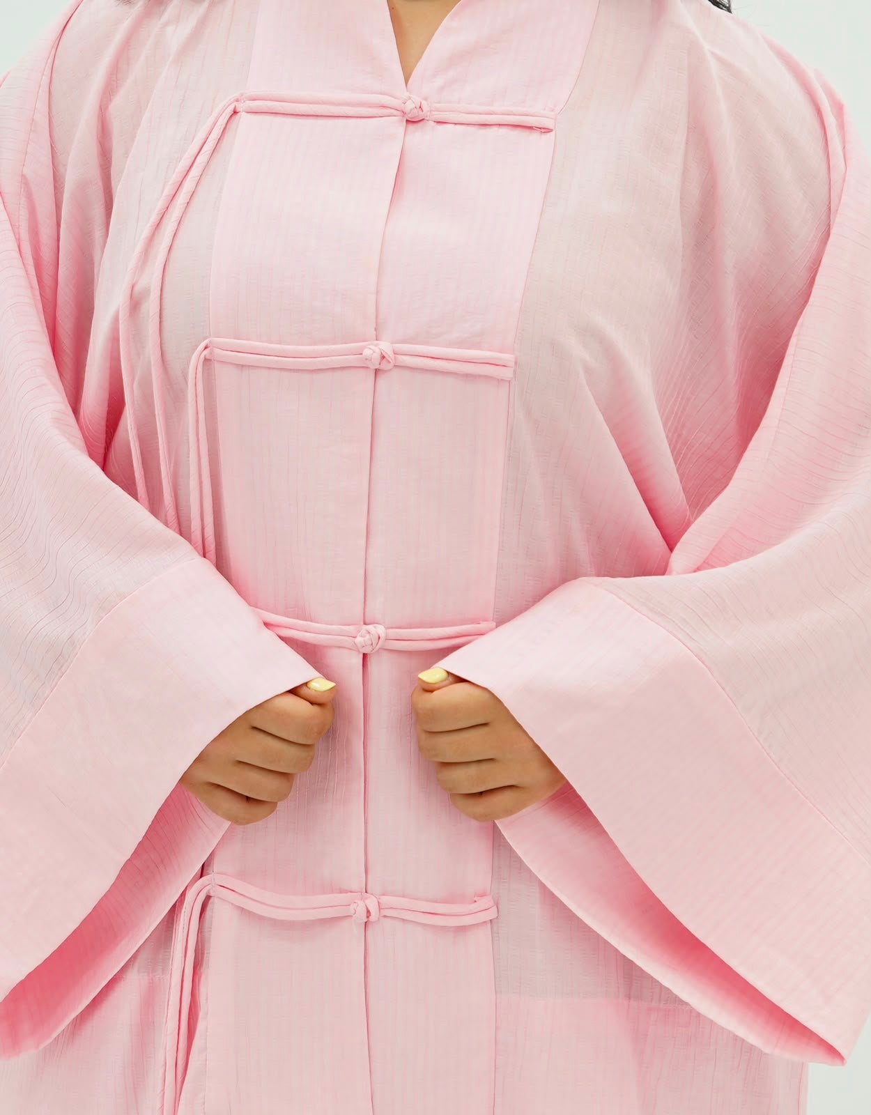 Chemise Kimono à Fermeture Nouée – Rose Bébé