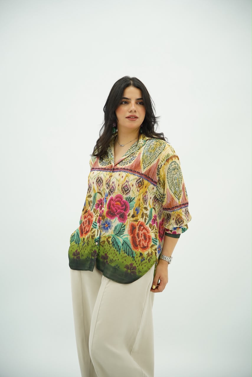Chemise Fluide à Imprimé Floral Bohème