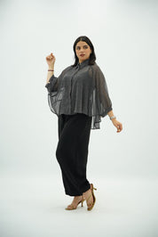 Chemise Fluide à Pois avec Manches Cape