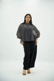 Chemise Fluide à Pois avec Manches Cape