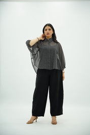 Chemise Fluide à Pois avec Manches Cape