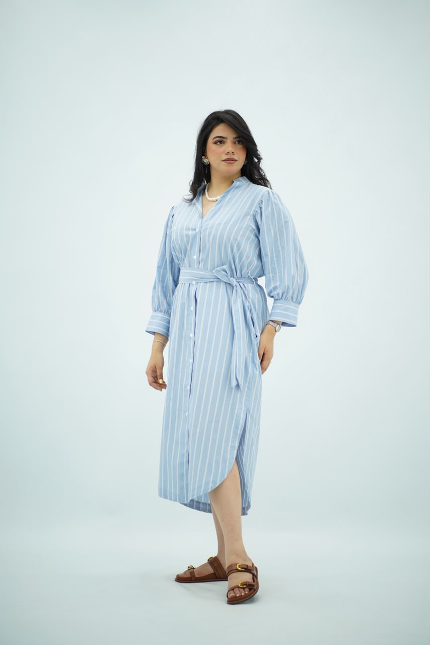 Robe Chemise Rayée – Élégance Intemporelle