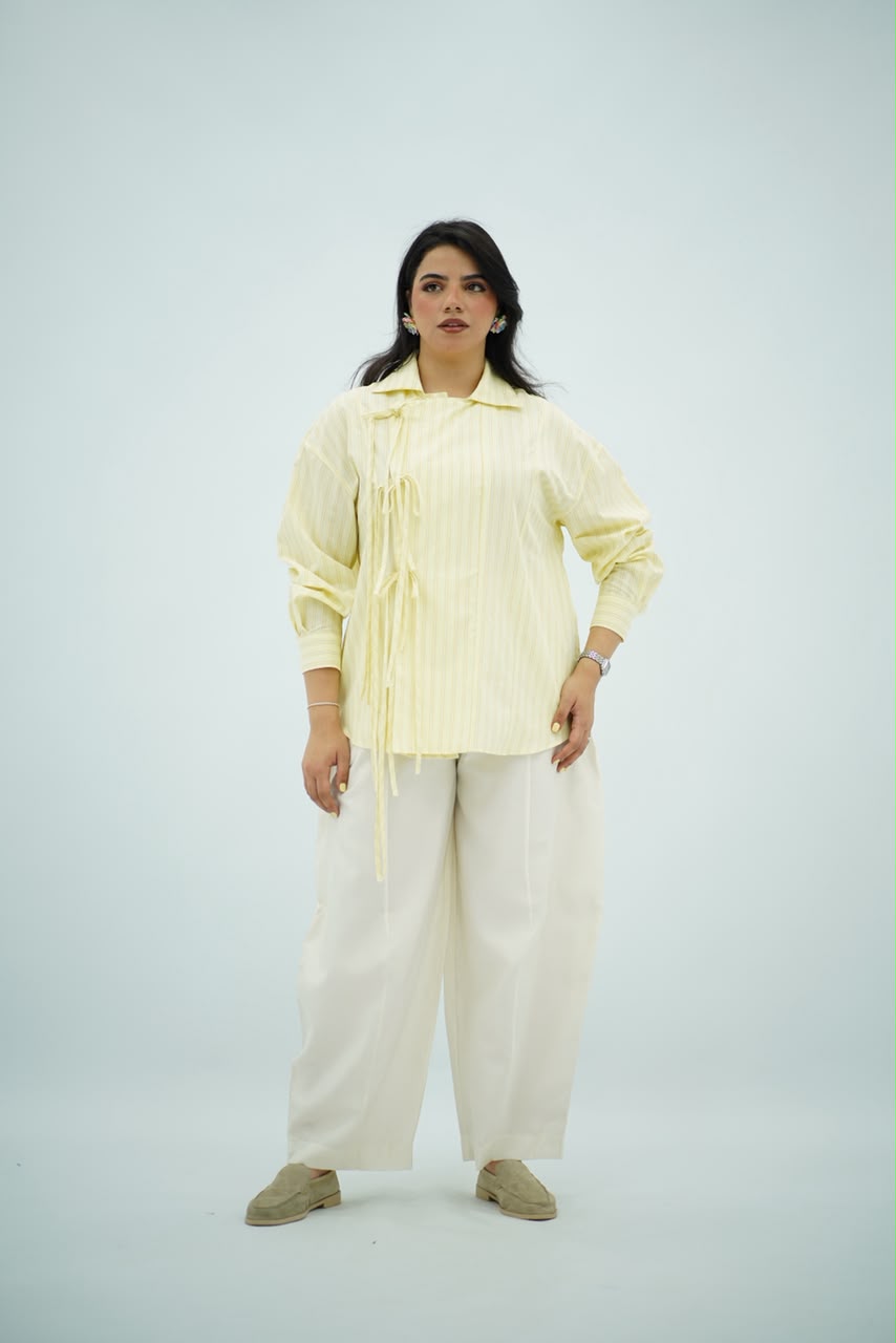 Chemise à Nouer – Jaune pastel