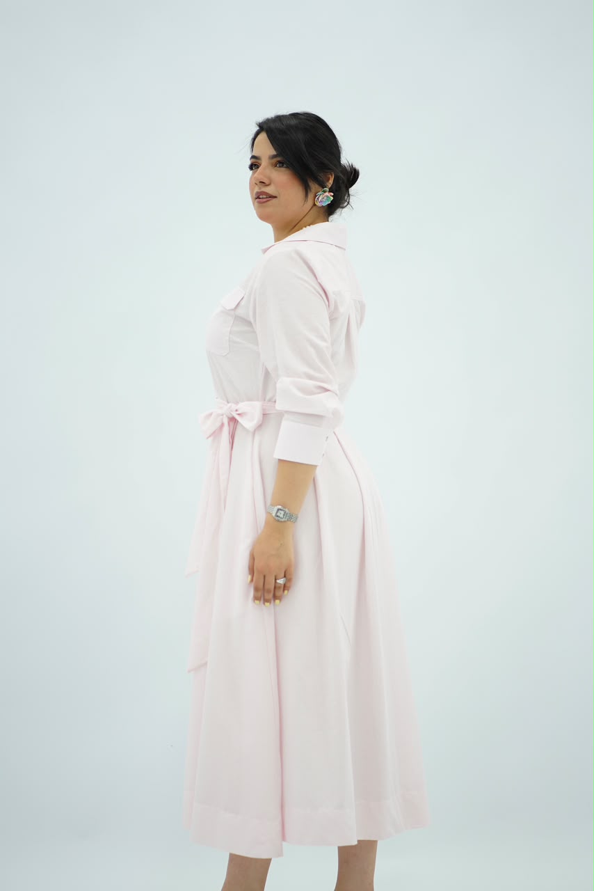 Robe Chemise Rose bébé Ceinturée