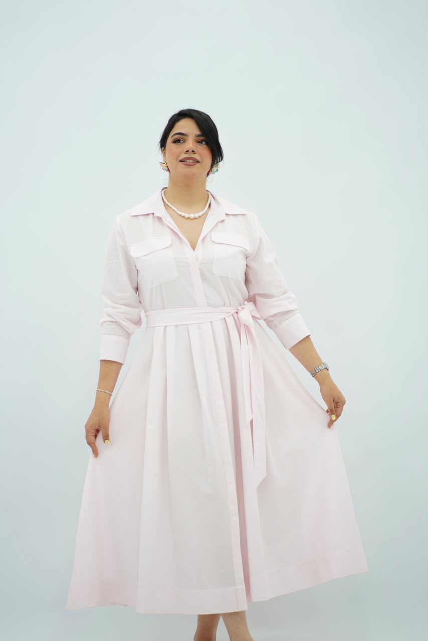 Robe Chemise Rose bébé Ceinturée