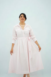 Robe Chemise Rose bébé Ceinturée