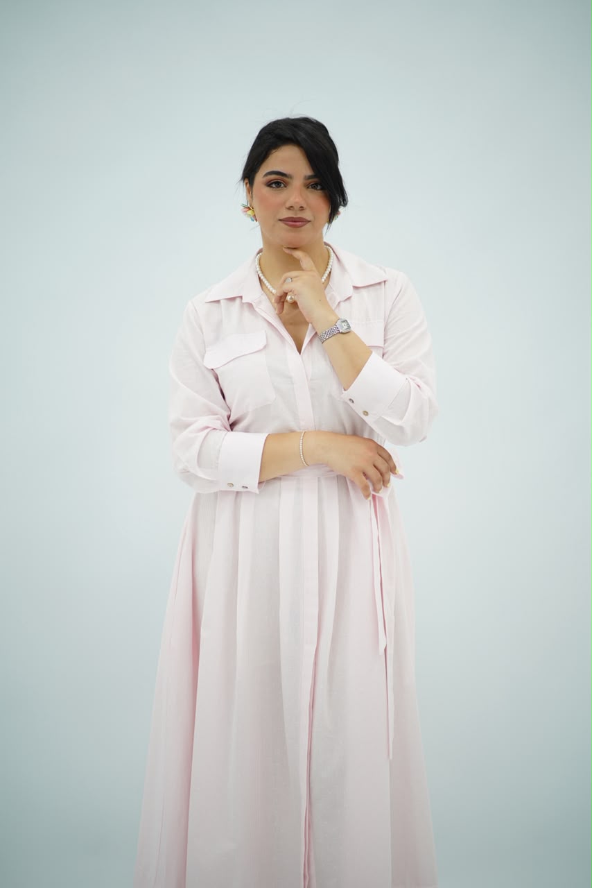 Robe Chemise Rose bébé Ceinturée