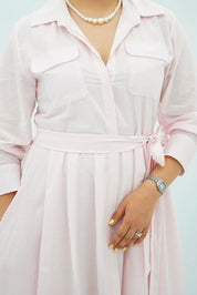 Robe Chemise Rose bébé Ceinturée