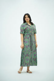 Robe Verte Longue Imprimée