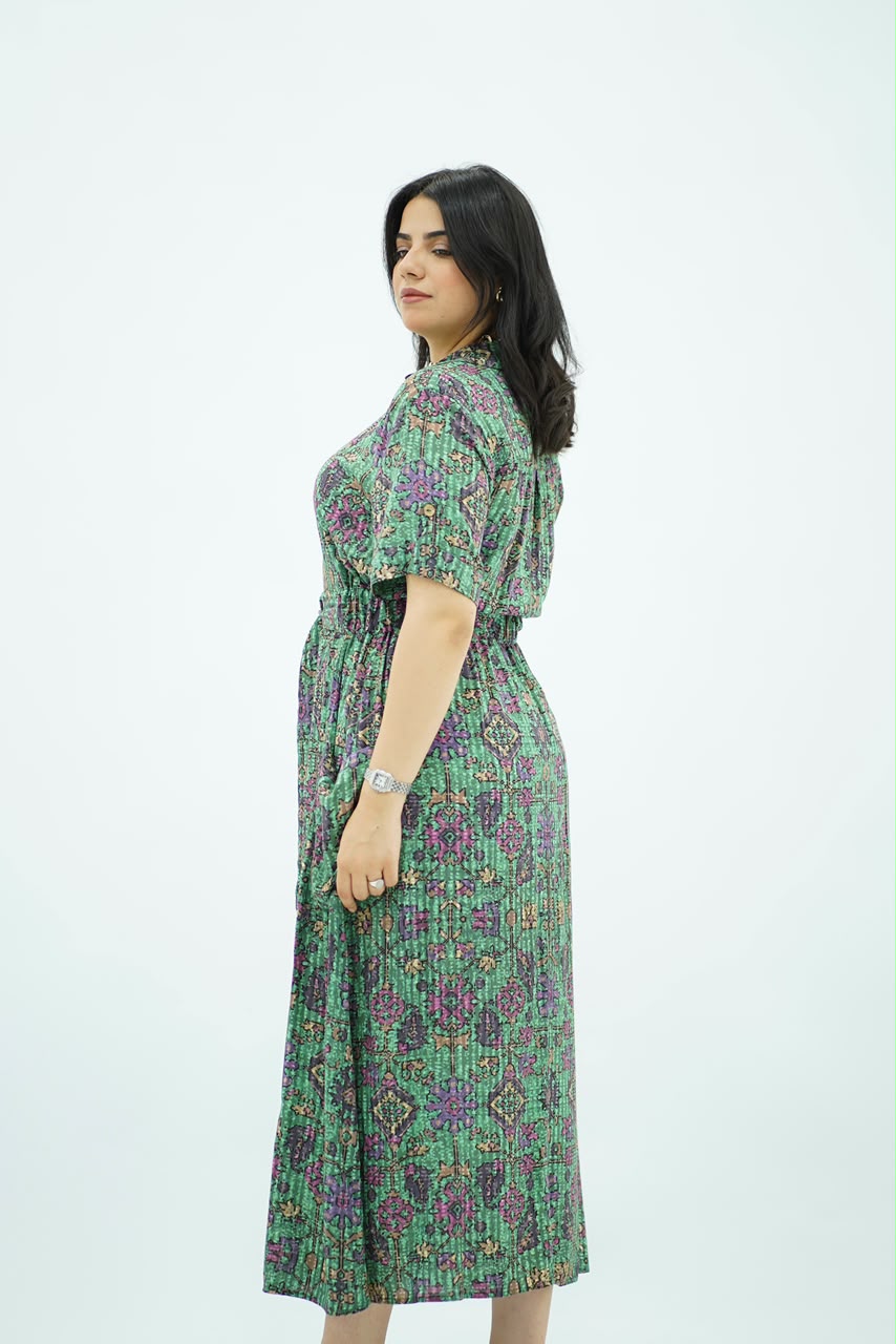 Robe Verte Longue Imprimée