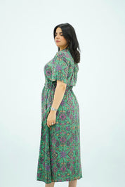 Robe Verte Longue Imprimée