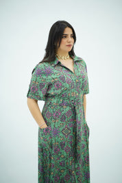 Robe Verte Longue Imprimée