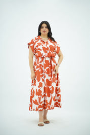 Robe Chemise Longue Imprimé Orange