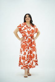 Robe Chemise Longue Imprimé Orange