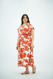 Robe Chemise Longue Imprimé Orange