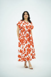 Robe Chemise Longue Imprimé Orange