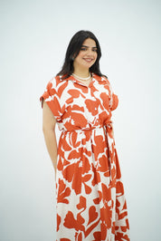 Robe Chemise Longue Imprimé Orange