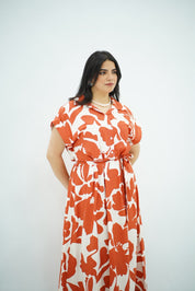 Robe Chemise Longue Imprimé Orange