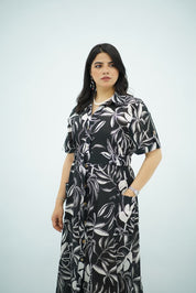 Robe Chemise Longue Imprimé Tropical