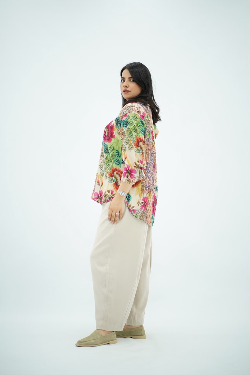 Chemise Fluide Imprimé Floral Multicolore