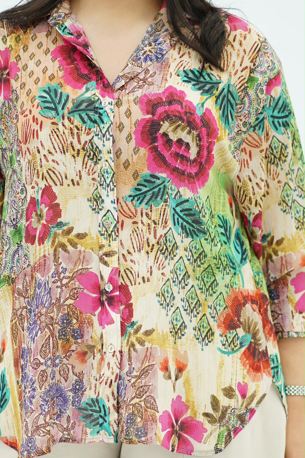 Chemise Fluide Imprimé Floral Multicolore