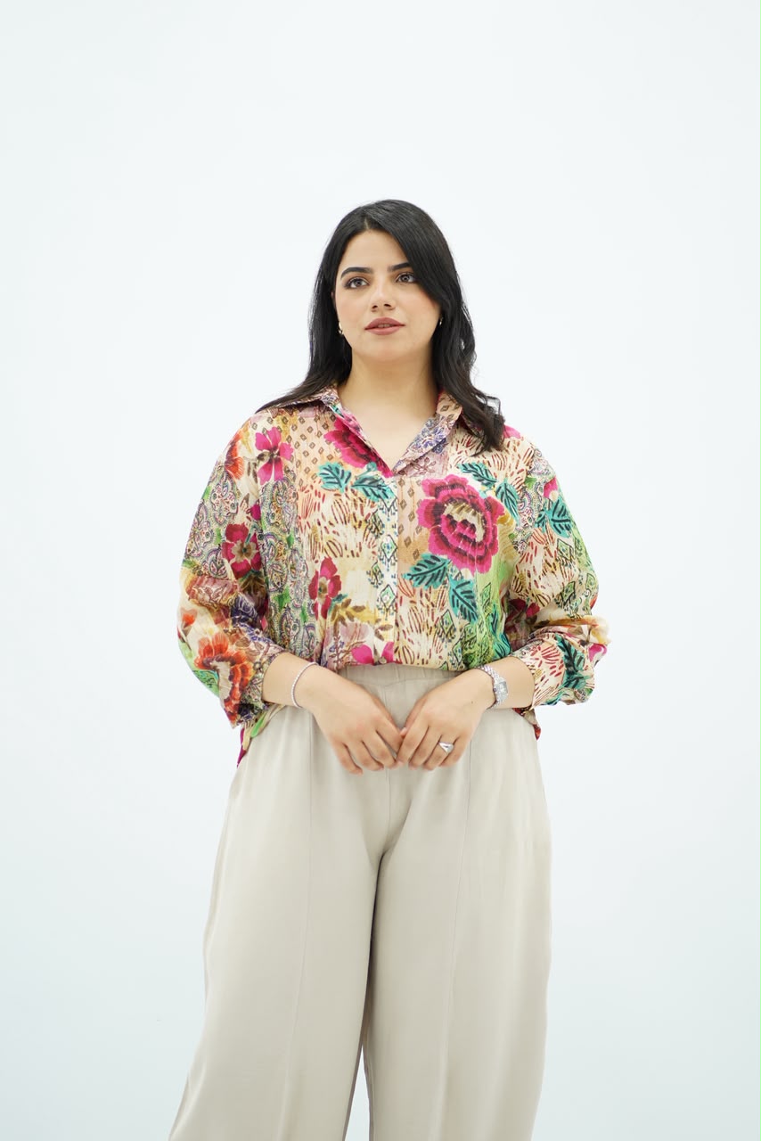 Chemise Fluide Imprimé Floral Multicolore
