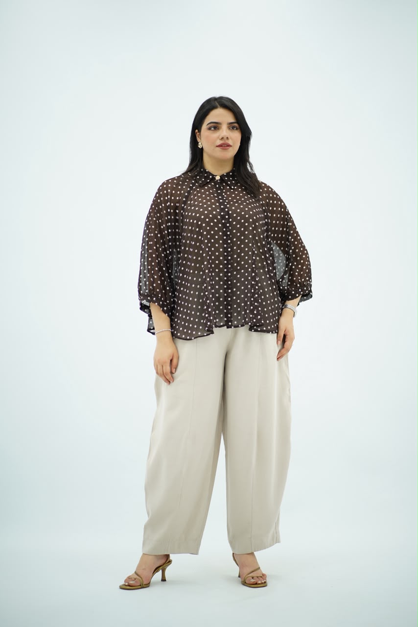 Chemise Marron Aspro à Pois