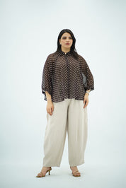 Chemise Marron Aspro à Pois