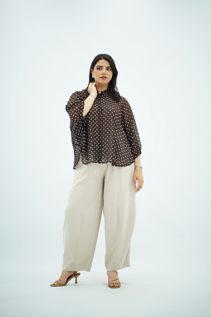 Chemise Marron Aspro à Pois