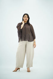 Chemise Marron Aspro à Pois