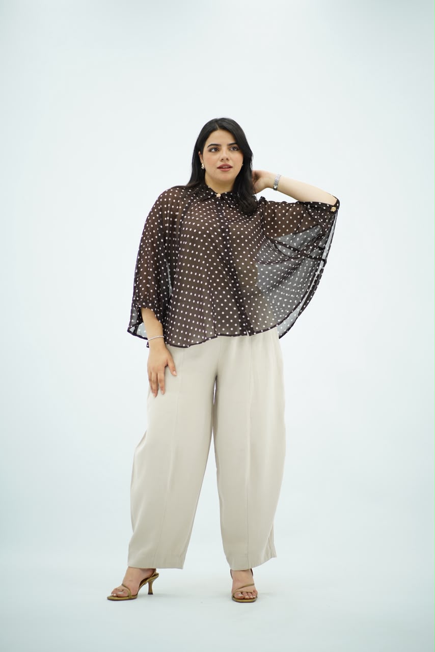 Chemise Marron Aspro à Pois