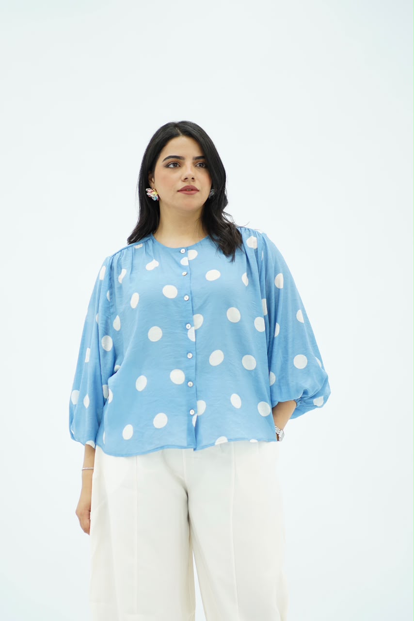 Chemise Aspro à Pois Bleu Ciel