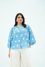 Chemise Aspro à Pois Bleu Ciel