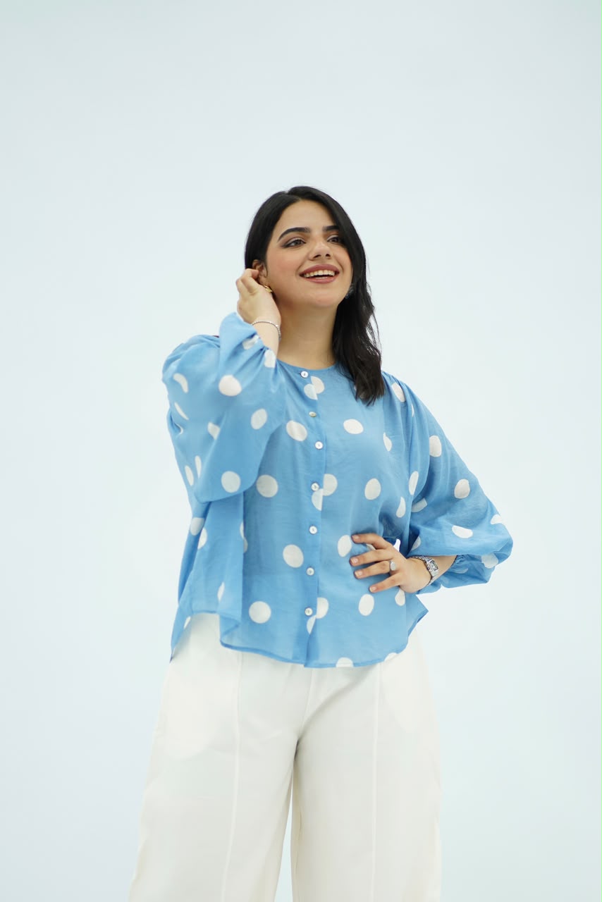 Chemise Aspro à Pois Bleu Ciel