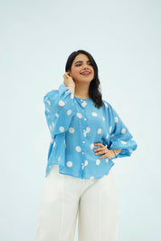 Chemise Aspro à Pois Bleu Ciel