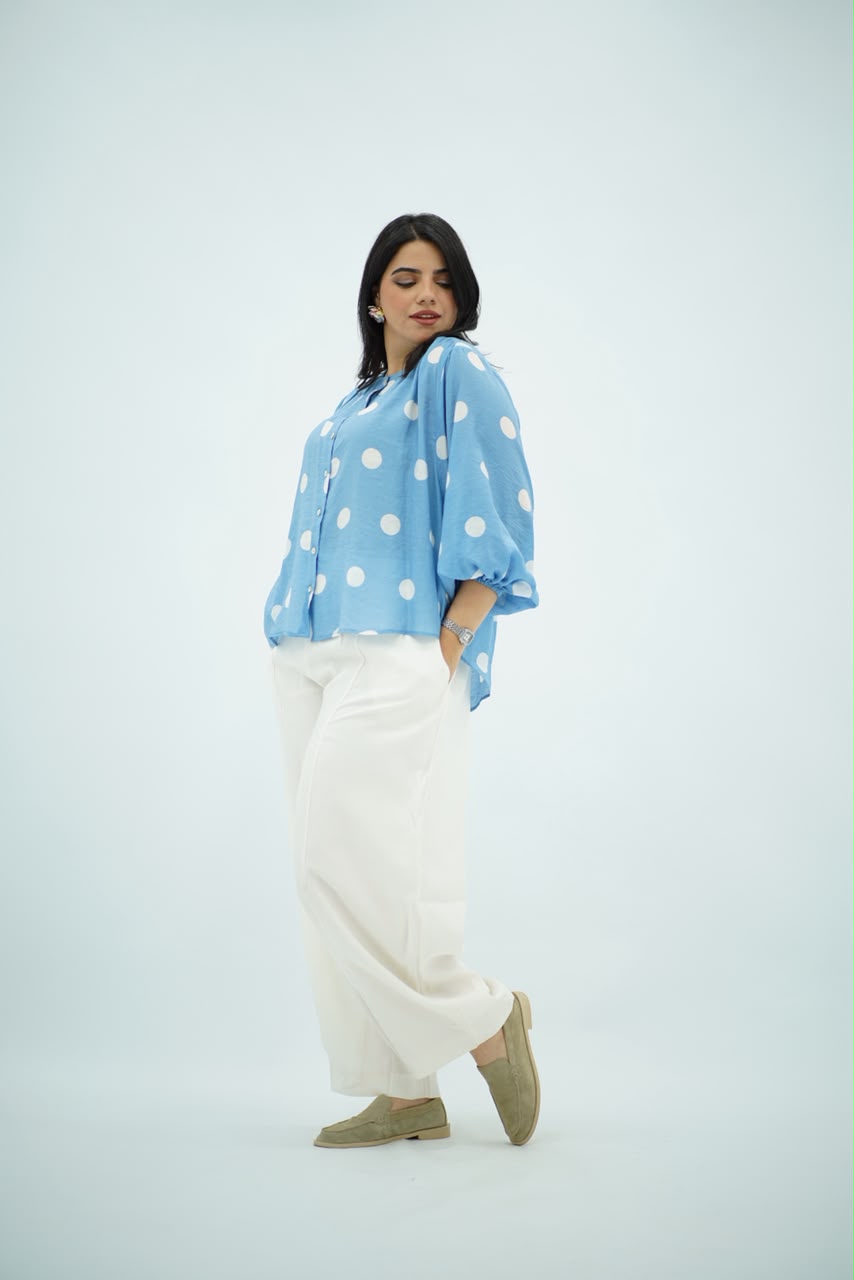 Chemise Aspro à Pois Bleu Ciel
