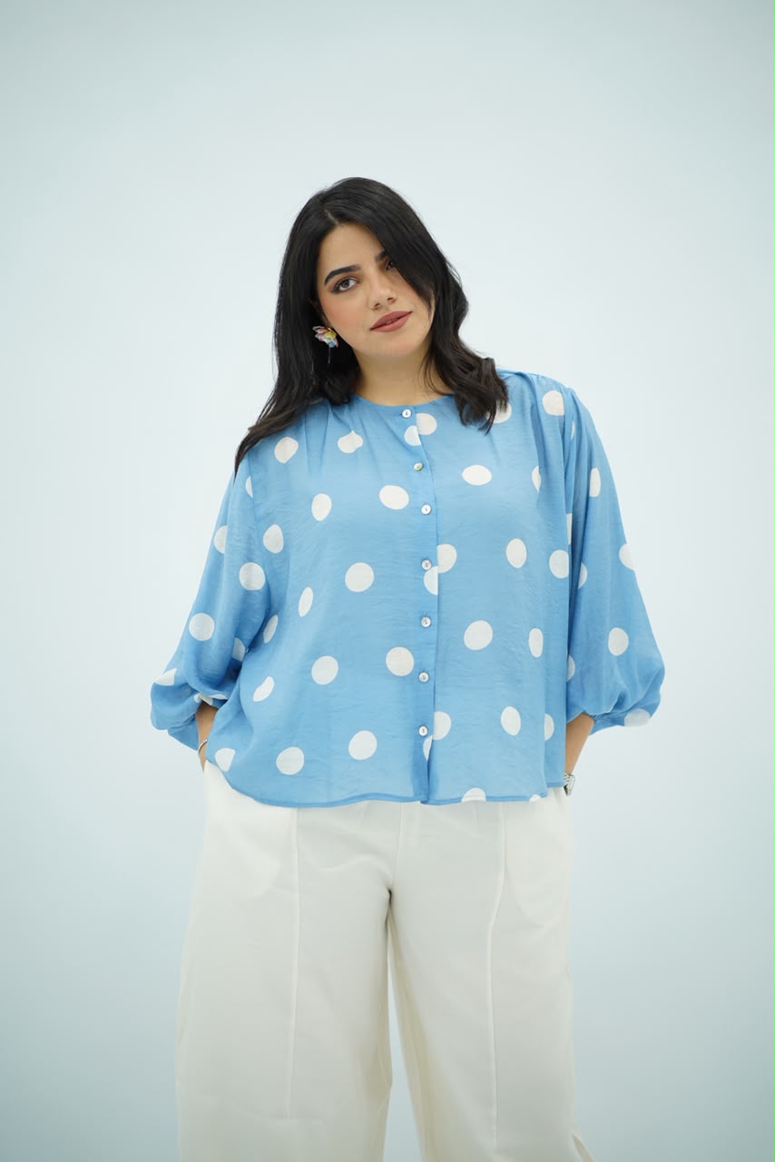 Chemise Aspro à Pois Bleu Ciel