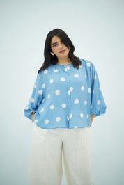 Chemise Aspro à Pois Bleu Ciel
