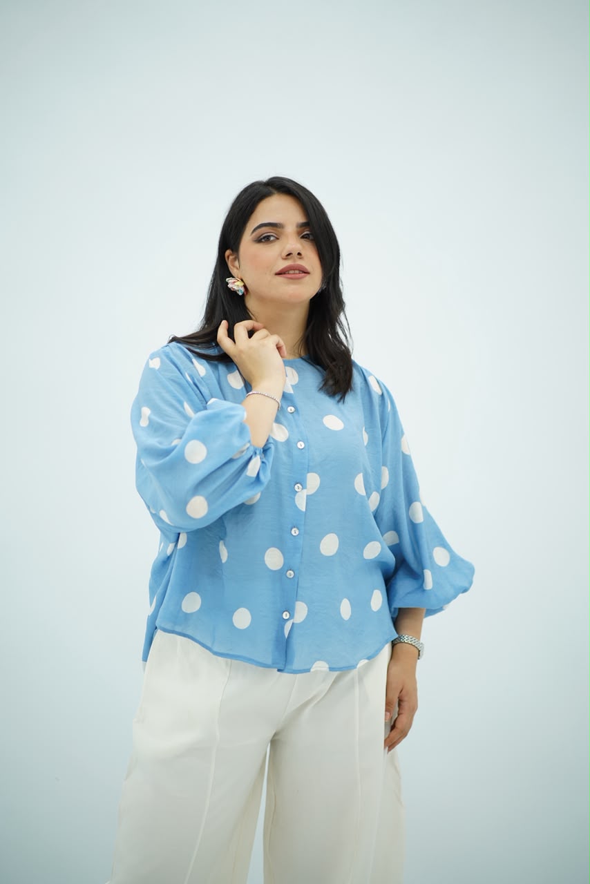 Chemise Aspro à Pois Bleu Ciel