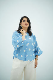 Chemise Aspro à Pois Bleu Ciel